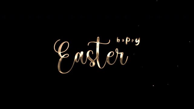 Happy Easter text animation on transparent background.