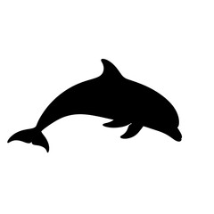Obraz premium Black silhouette of a swimming dolphin.