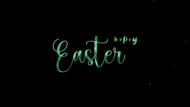 Happy Easter text animation on transparent background.
