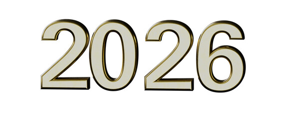Stylish 2026 number design on a white background, perfect for New Year events, promotions, and greetings. Ideal for vari © vegefox.com
