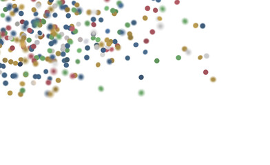 Abstract image of colorful confetti scattered on white, perfect for festive designs, celebrations, and background elemen