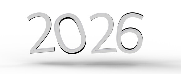 2026 futuristic design element with a clean, modern aesthetic. Perfect for new year greetings, futuristic concepts, or t © vegefox.com