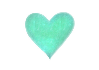 緑のハートの水彩イラスト