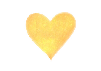 黄色のハートの水彩イラスト