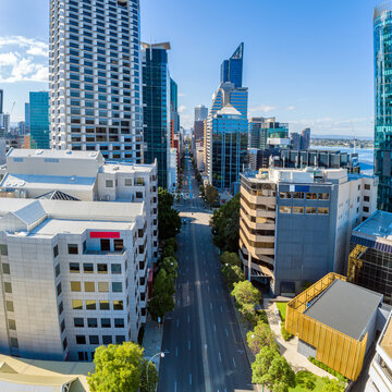 Aerial view down St Georges tce Perth