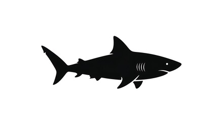 Obraz premium Black silhouette of a shark swimming.
