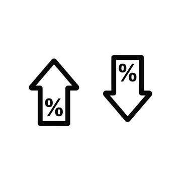 Percentage change indicators with upward and downward arrows illustrating increase and decrease trends