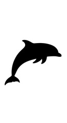 Obraz premium Black dolphin jumping out water silhouette.