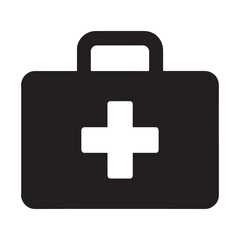 Obraz premium Flat First Aid Kit Symbol with Red Cross, Vector Graphic for Medical Aid and Emergency Services