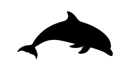 Obraz premium Black silhouette of a dolphin swimming.