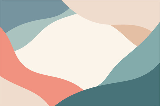Modern abstract flat background with soft layered organic shapes in harmonious color tones.