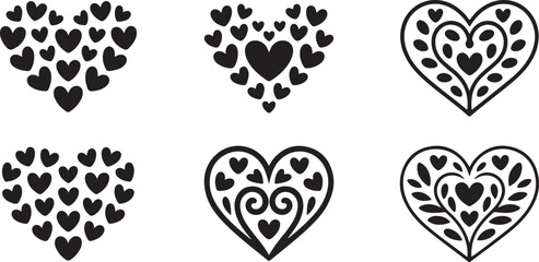 Fototapeta premium Heart shapes composition love valentine romantic symbol organic arrangement decorative elements valentine day abstract pattern