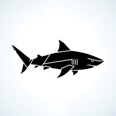 Obraz premium Black silhouette of a shark fish.