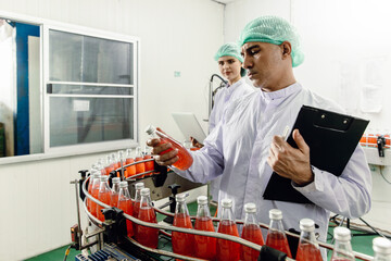 Food Safety Quality Assurance Approval Process Officer Team working check inspect line in factory