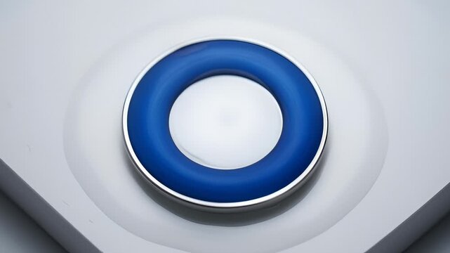 Close-Up View of a Modern Flush Button With Blue Ring Detail