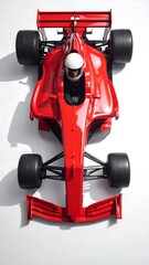 Obraz premium A red race car viewed from above with a driver (1)