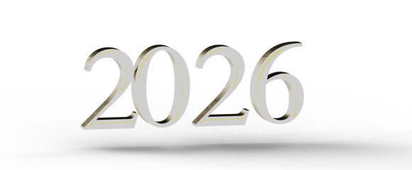 Abstract 3D rendering of the year 2026, showcasing a clean, modern design, perfect for new year greetings and futuristic © vegefox.com