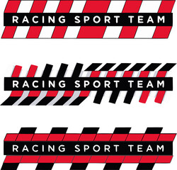 Racing Sport Team Text Banners with Red White and Black Stripes