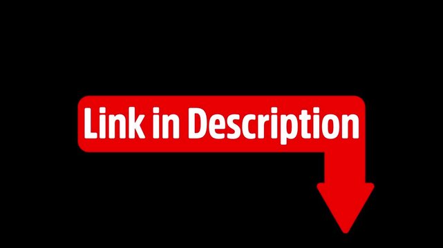 Link in Description text title Animation Overlay, Animated Call-Out Video Overlay 4k, Link in Description Lower Third Motion Graphic Animation on green screen