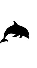 Fototapeta premium Black silhouette of playful dolphins swimming.