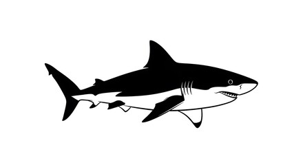 Obraz premium Black shark swimming in ocean waters.