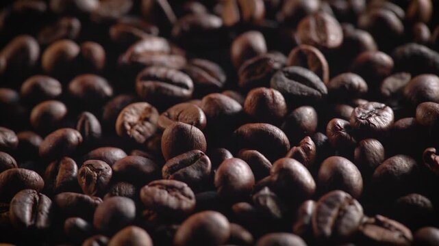Close up of roasted coffee beans