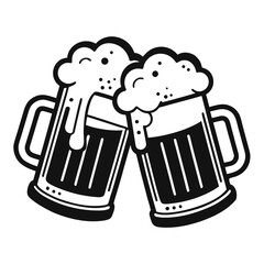 Cheers Beer Glasses Line Art Vector Design