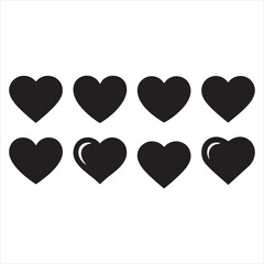 heart shape silhouette icon set. Transport symbol and Vector illustration.