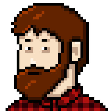 Vector Pixel Art Userpic of Man with Beard
