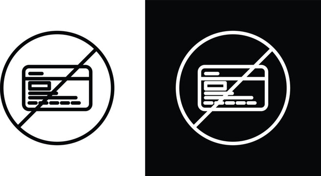 Credit card with prohibition sign pack in black and white colors