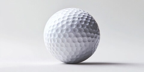 Naklejka premium A single golf ball with dimples against a white backdrop. High-resolution photograph.