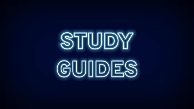 Neon blue glowing Study Guides typography on dark background for academic success, educational content, student resources, and digital learning materials