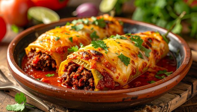 Mexiko &ndash; Chiles Rellenos mit K&auml;se und Hackfleisch