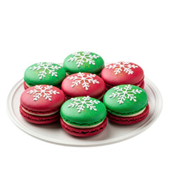 Fototapeta premium Christmas macarons with snowflakes and glitter