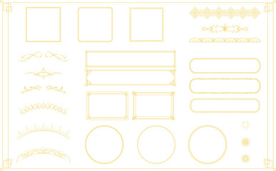 イラスト素材: アンティークフレームのセット　金_装飾_あしらい_飾り枠