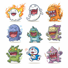 Fototapeta premium Cute Halloween Characters Trick or Treat Party