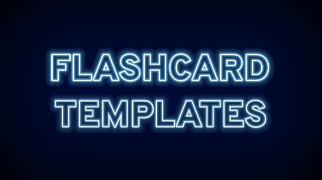 Glowing blue neon text Flashcard Templates on a dark background for educational design, digital learning assets, and school study resources