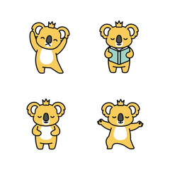 Cute cartoon koalas with different expressions and actions in a simple style