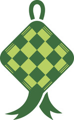 Traditional Indonesian Ketupat Rice Dumpling Woven Palm Leaf Icon for Eid Ramadan Celebration Illustration