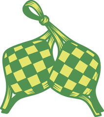 Traditional Indonesian Ketupat Rice Dumpling Woven Palm Leaf Icon for Eid Ramadan Celebration Illustration