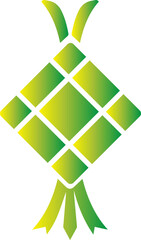 Traditional Indonesian Ketupat Rice Dumpling Woven Palm Leaf Icon for Eid Ramadan Celebration Illustration