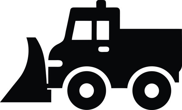 snowplow truck silhouette vector illustration on transparent background