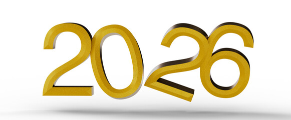 2026 year celebration concept with golden numbers. Perfect for New Year's greetings, calendars, and festive designs. Iso © vegefox.com