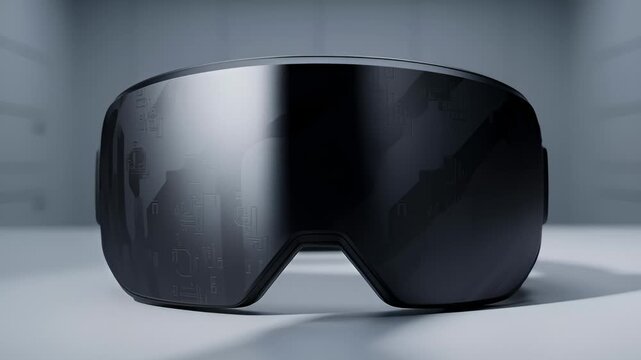 Modern Vr Goggles Displayed on a White Surface With Reflections