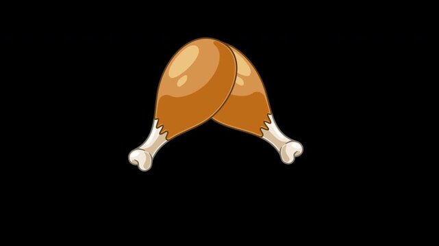 4K Cartoon Fried Chicken Drumsticks Popping Loop Animation with Alpha Channel