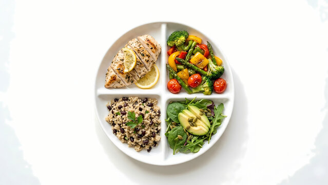 Portion Control Healthy Meal Plate Concept