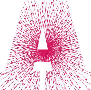 Abstract representation of the eiffel tower with pink dotted particles