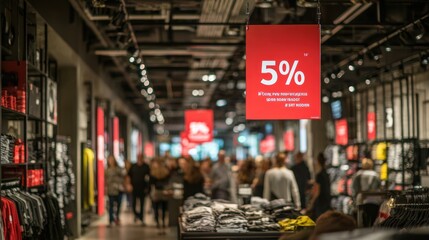 Fototapeta premium Clothing store interior sale promotion