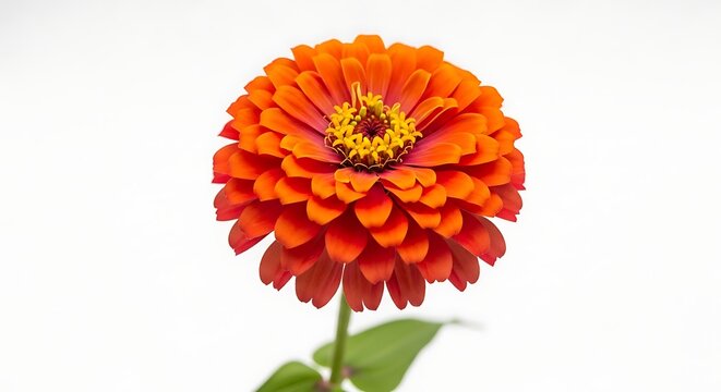 Vibrant Orange Zinnia Flower Isolated on White bloom