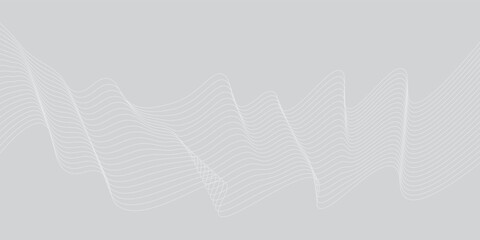 Fototapeta premium Abstract black and white smooth waves on a gray background. Dynamic sound waves. Design element. Top vector illustration.